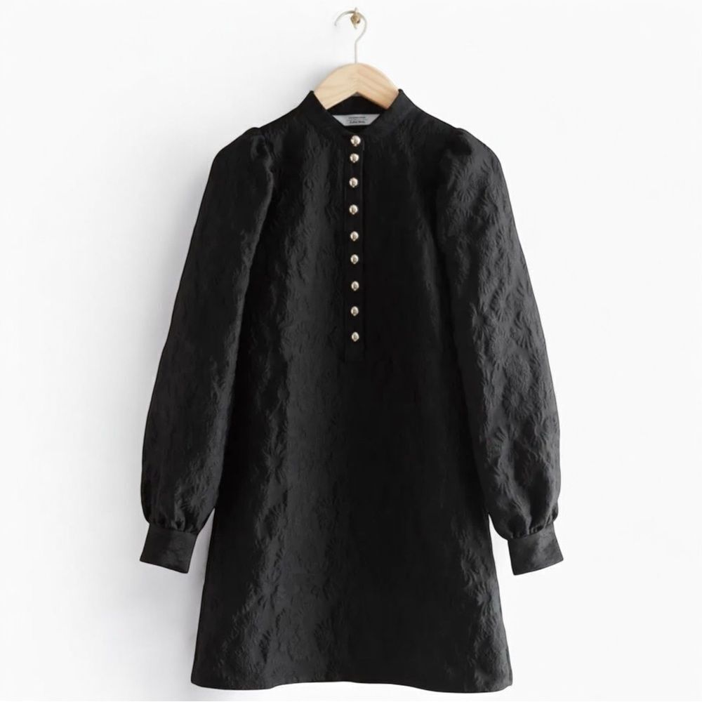 & Other Stories Stockholm Atelier Jacquard Long Puff Sleeve Mini‎ Dress Size 2
